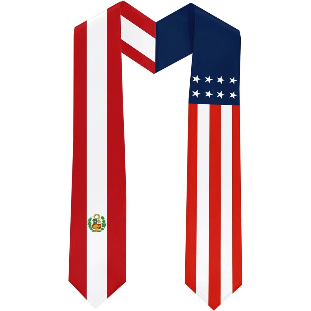 8383 Peru Flag International Students Graduation Sash Stole Scarves 180 X